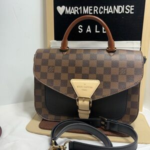 Louis Vuitton Beaumarchais Handbag/ Crossbody Bag in Damier Ebene/ Black leather